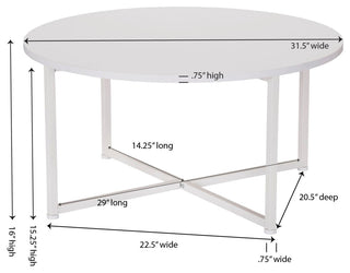 Jamestown Round Coffee Table Scandinavian White and White Metal