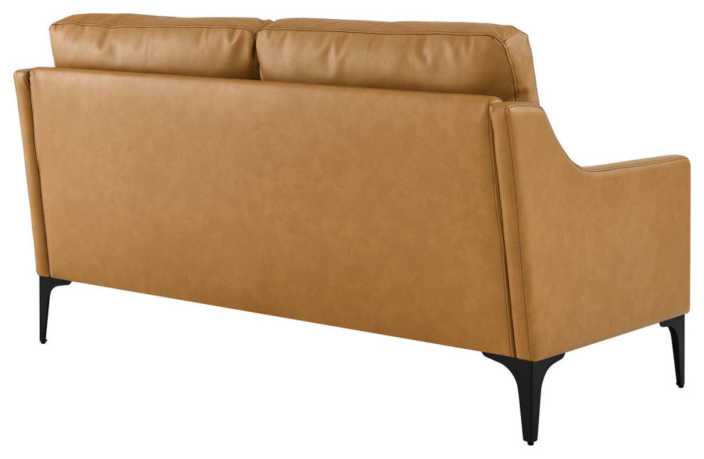 Corland Leather Loveseat, Tan