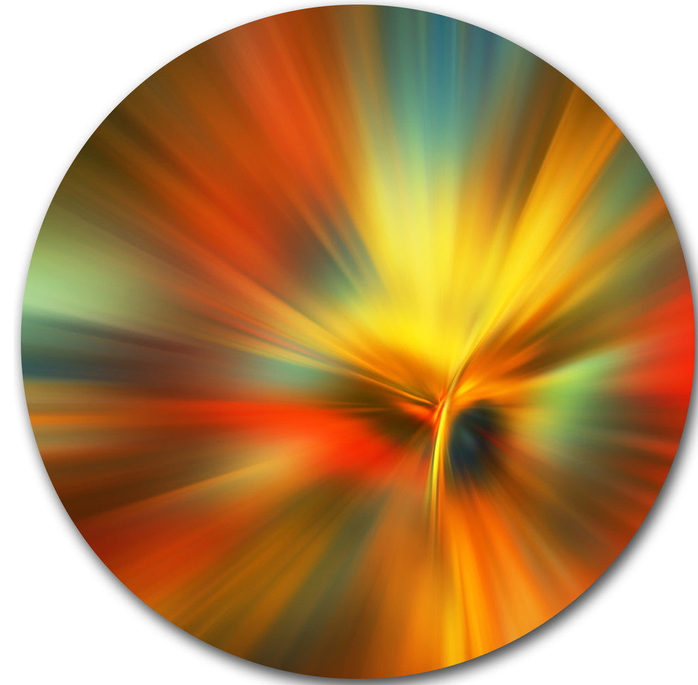 Yellow Focus Color, Abstract Digital Art Round Metal Wall Art, 11"