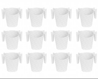 YBM Home Square Plastic Wash Cup, long-lasting, White W/ Dots, 12