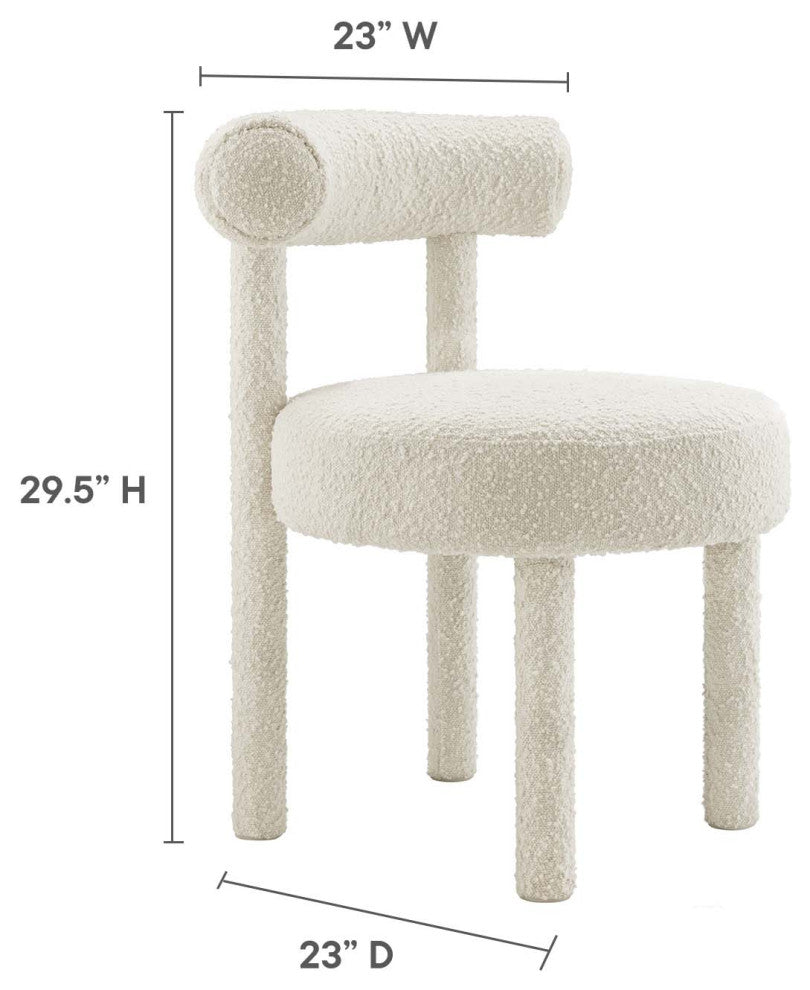 Toulouse Boucle Fabric Dining Chair - Ivory