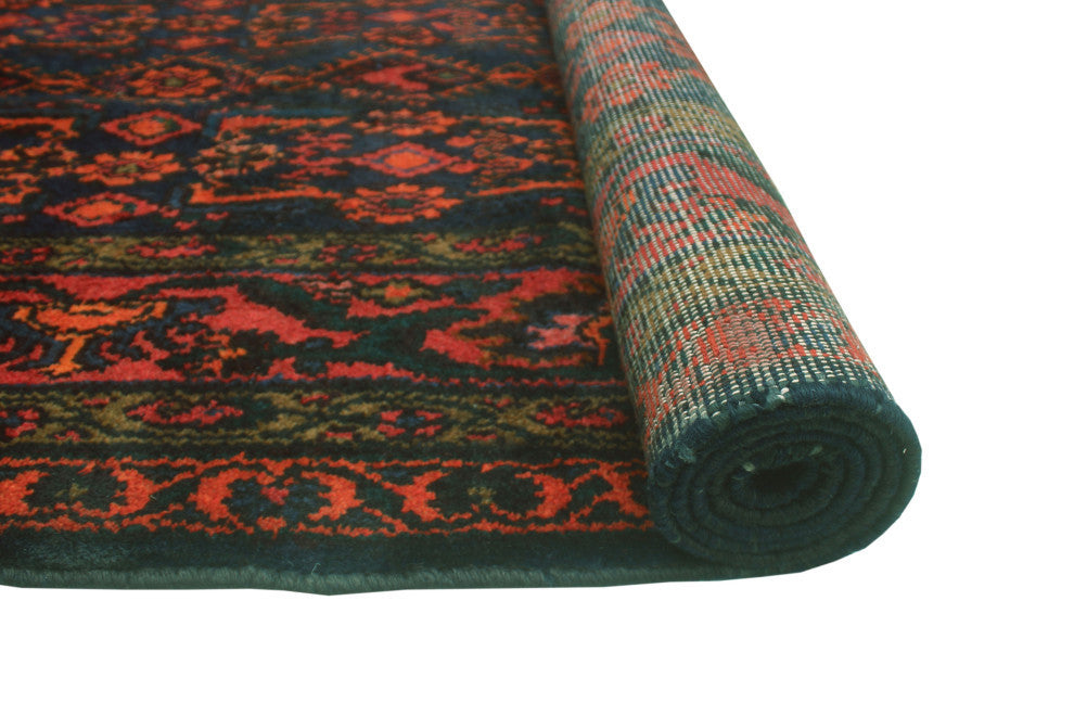 Fine Vintage Distressed Braddock Navy/Red Runner, 3'9x17'2