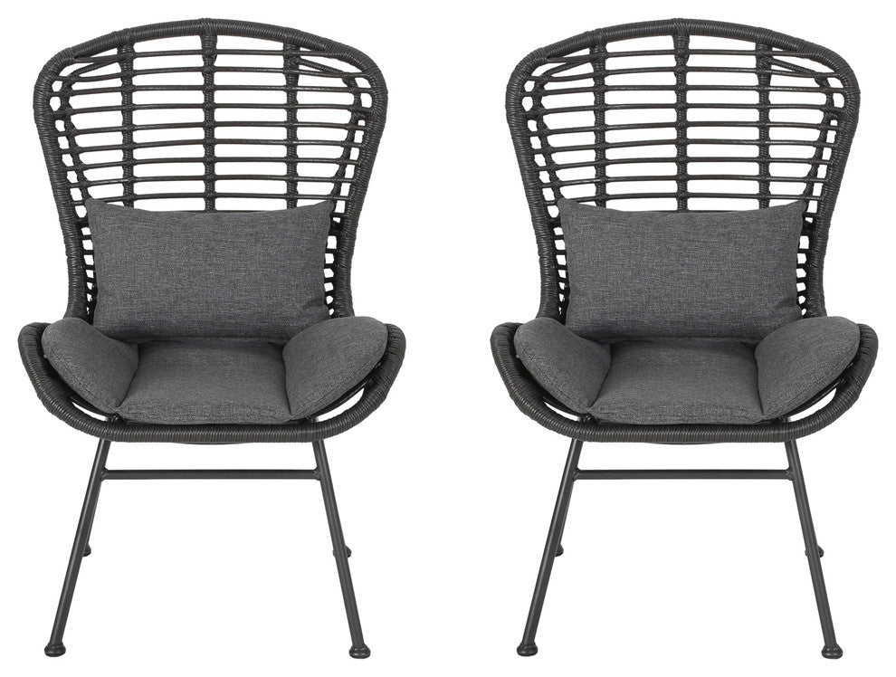 Qearl Outdoor Club Chairs, Set of 2, Gray