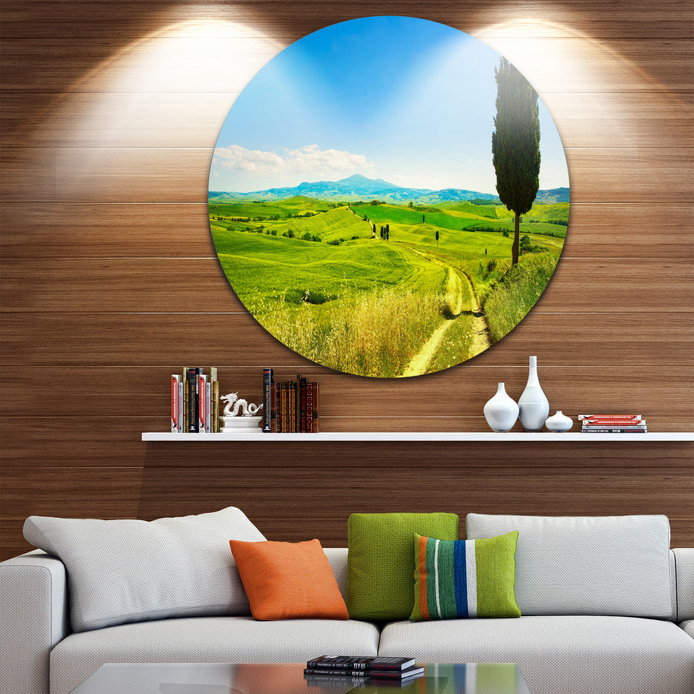 Rural Landscape Countryside Farm, Landscape Round Wall Art, 23"