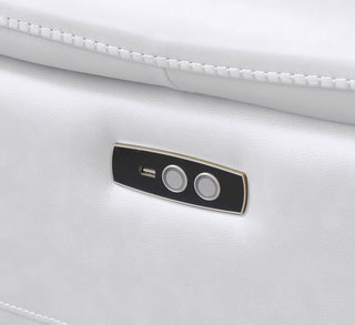 Matteo Three Power Reclining Sofa Crafted In Genuine Leather, White