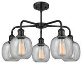 Belfast 5-Light 24" Stem Chandelier, Matte Black, Seedy
