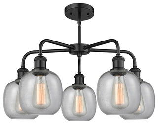 Belfast 5-Light 24" Stem Chandelier, Matte Black, Seedy