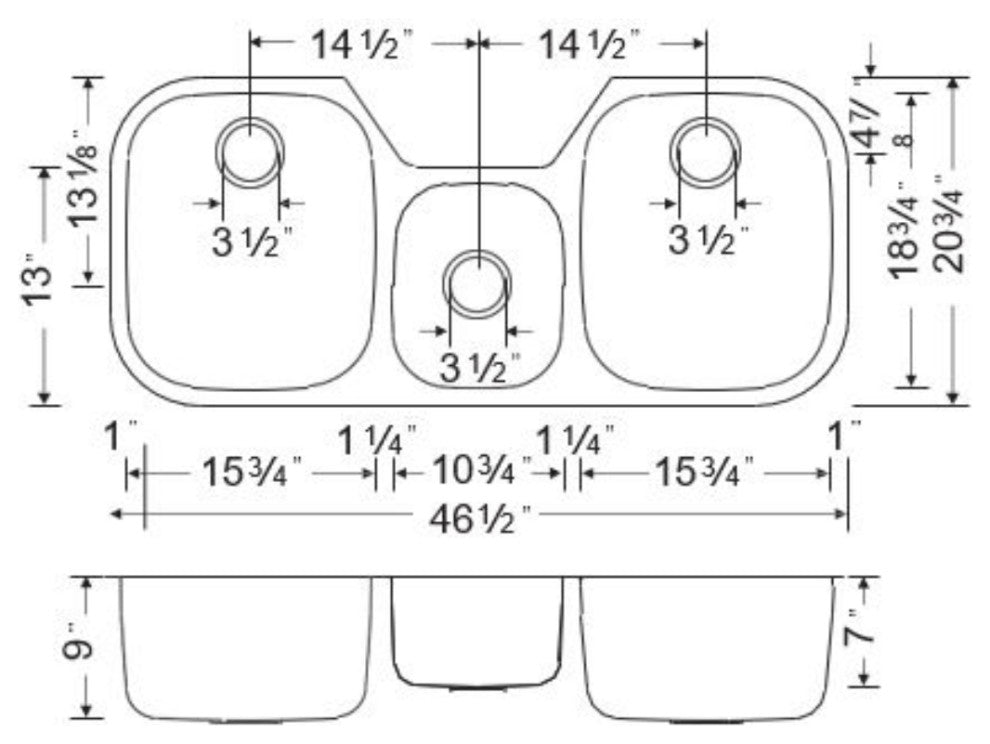 Wells Sinkware Triple Bowl Sink Pack
