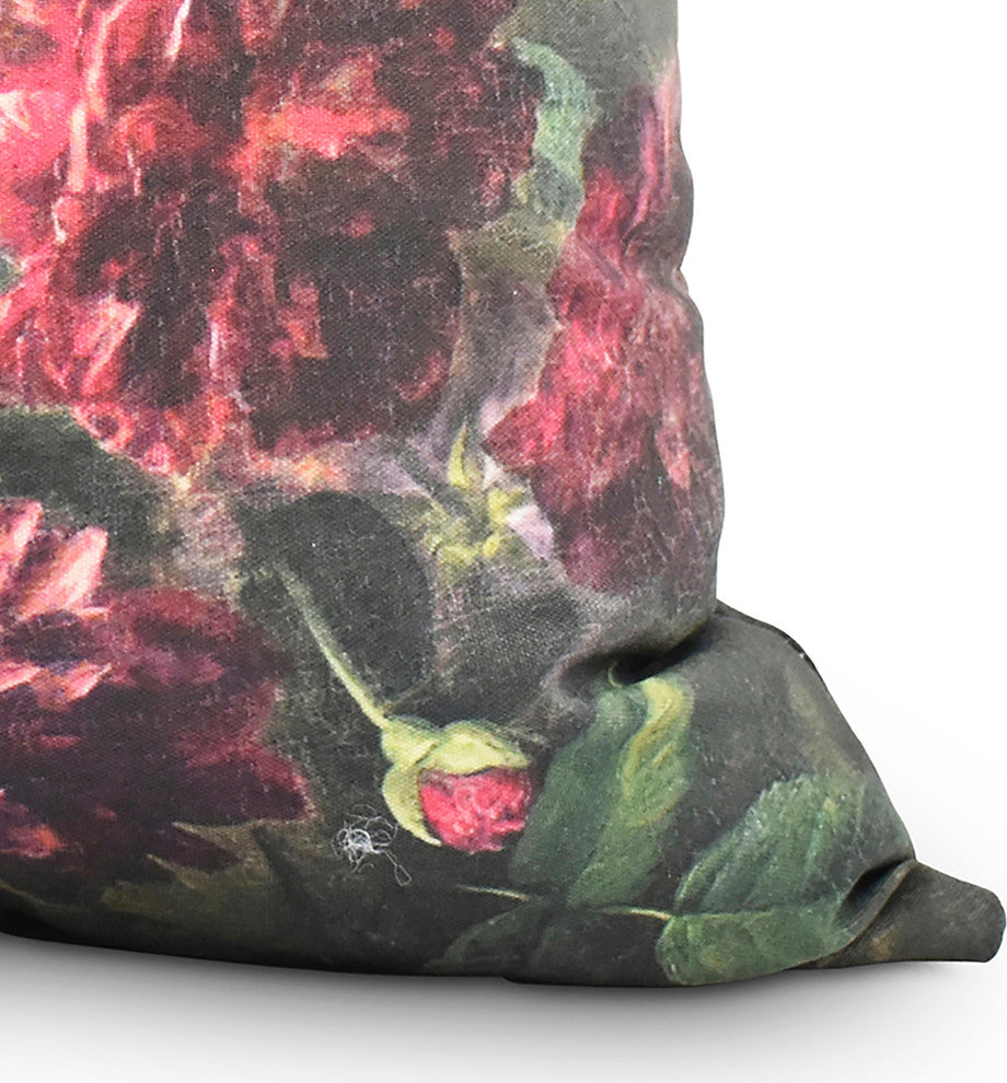 Floral Fancy 16" Red Floral Print Decorative Throw Pillow