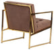 Tufted Accent Armchair with Gold Sled Base Lexington Series, Coffee Brown