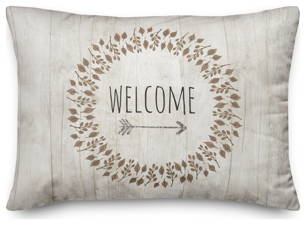 Autumn Welcome Wreath 14x20 Spun Poly Pillow