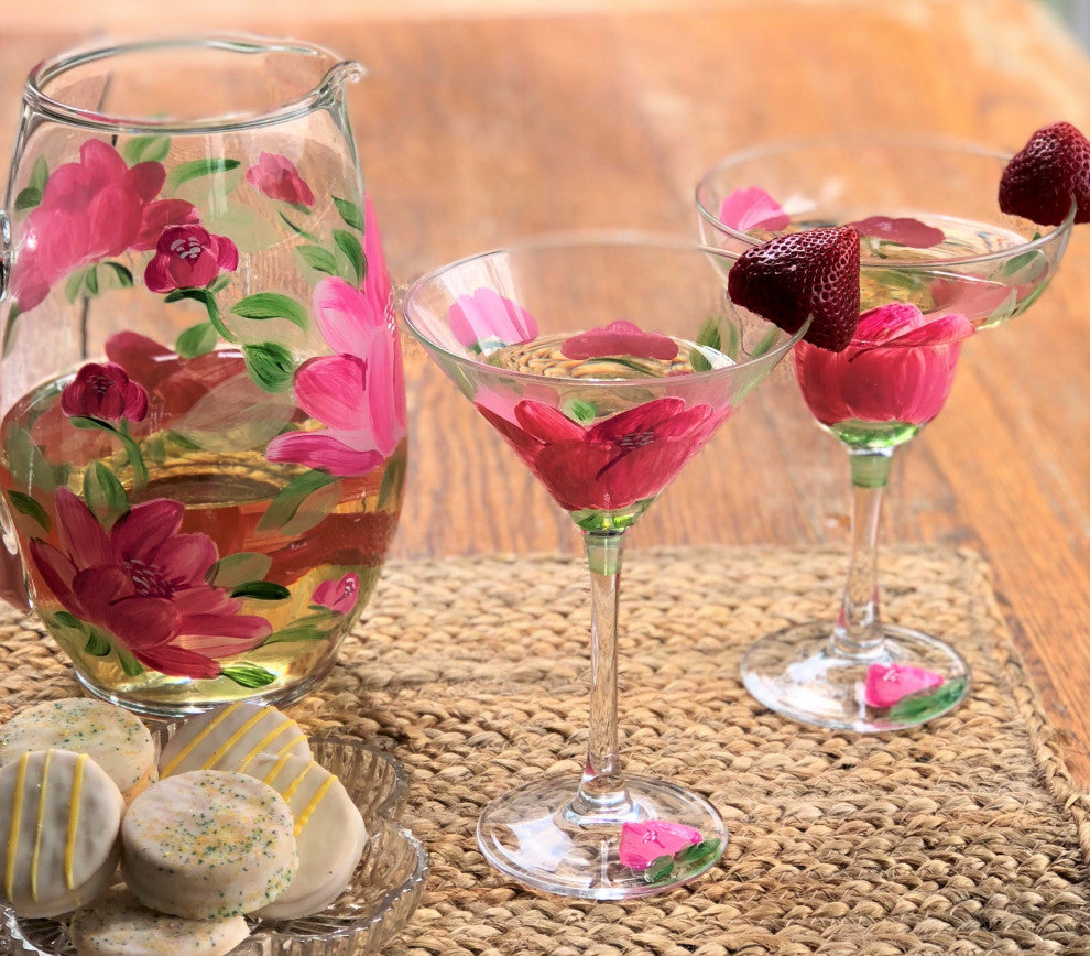 Peony Martini Glasses, Set of 2