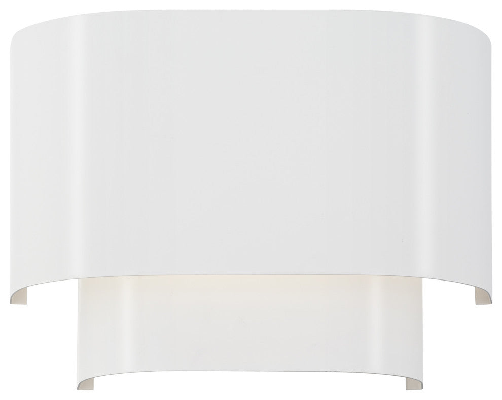 Springview 1 Light White ADA Sconce with White Metal Shade with Shiny White