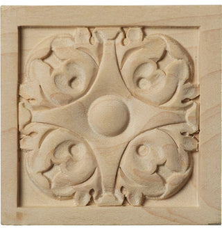 3"W x 3"H x 5/8"D Small Leaf Rosette, Cherry