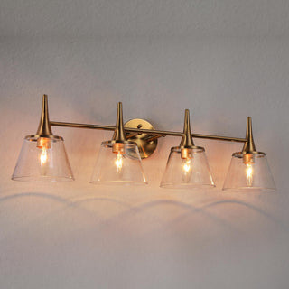 LNC 29" 4-Light Polished Gold with Seeded Glass Modern Vanity Light