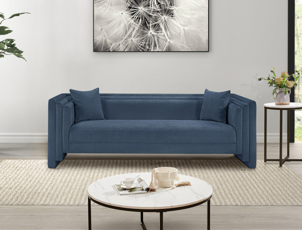 Everett Upholstered Sofa, Light Blue, Chenille Fabric