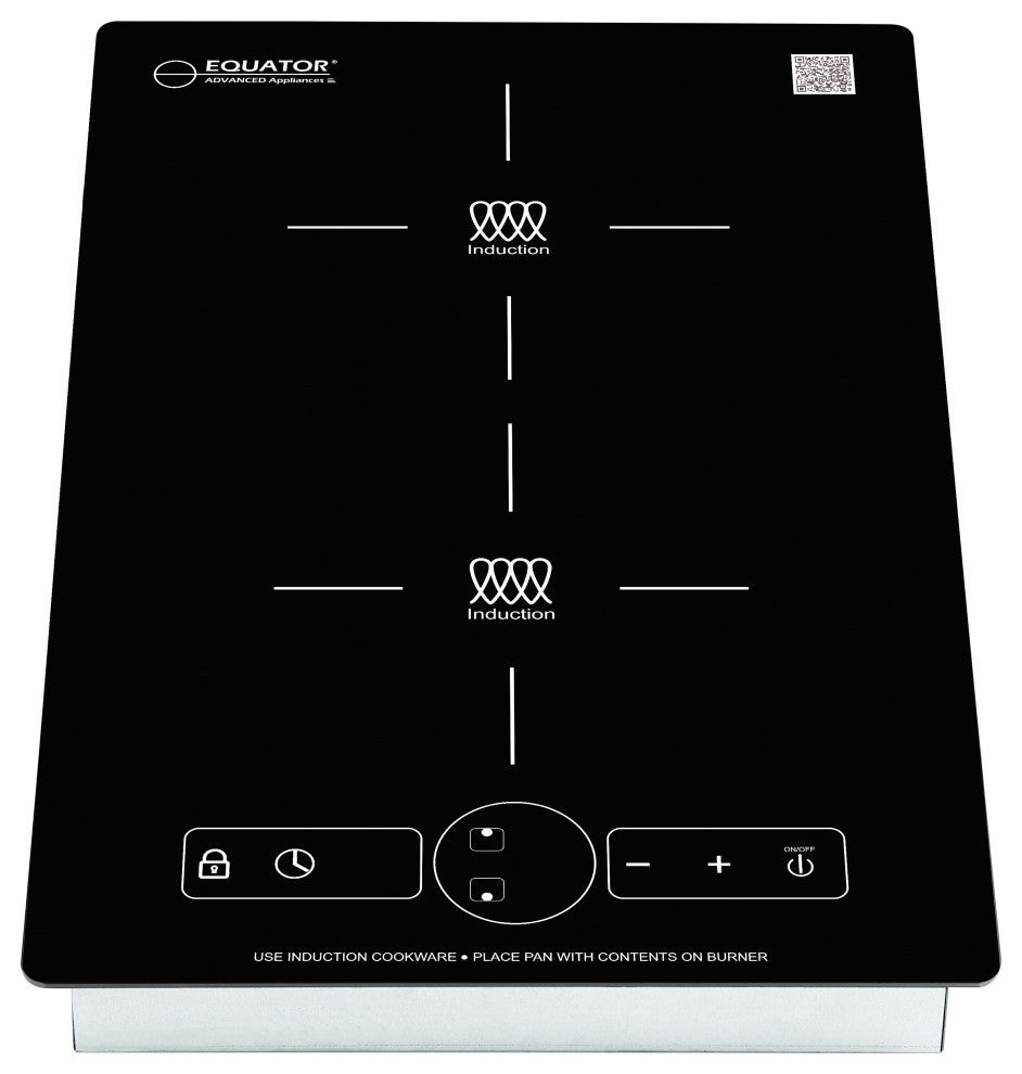 Equator 13" Built in/Freestanding 2 Vertical Burner Induction Cooktop in Black