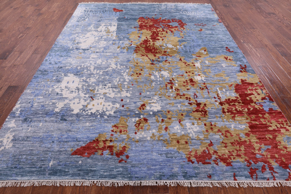 Abstract Handmade Wool Rug 7' 11" X 9' 11" Q8983