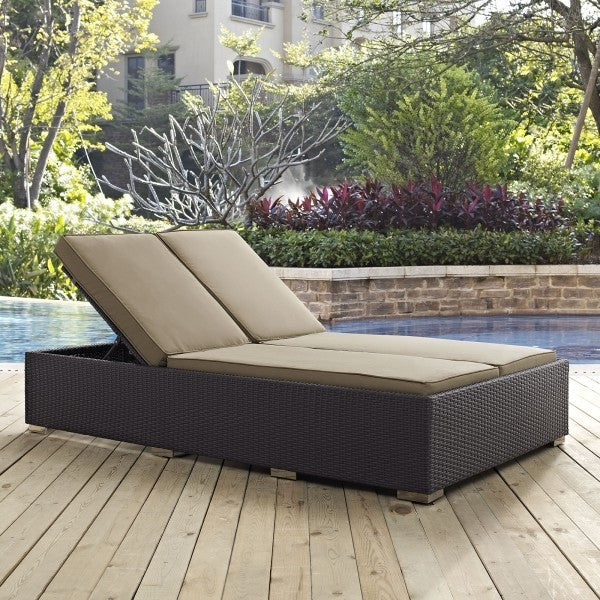 Convene Double Outdoor Patio Chaise, Espresso Mocha