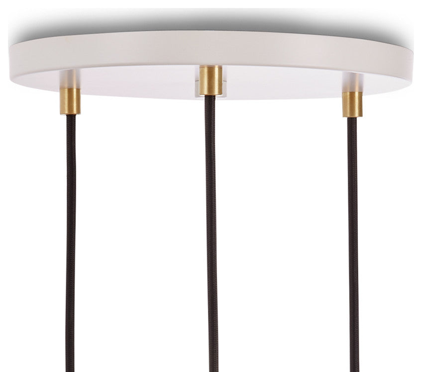 Small Canopy White, Brass Grip With 3 Brass Pendants & 3 Sphere IV