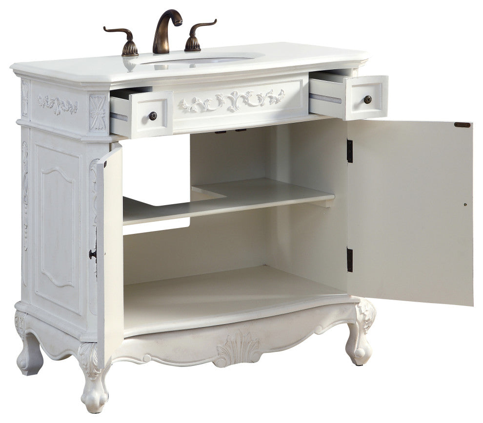 Bathroom Vanity, Antique White, 36", Single Sink