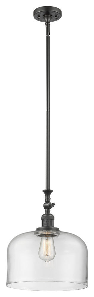 X-Large Bell 1-Light Mini Pendant, Oil Rubbed Bronze, Clear