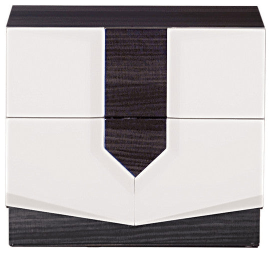 White And Grey Nightstand With 2 Drawer