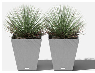 Nobleton Square Planter, Grey, 18 Inch, 2 Pack