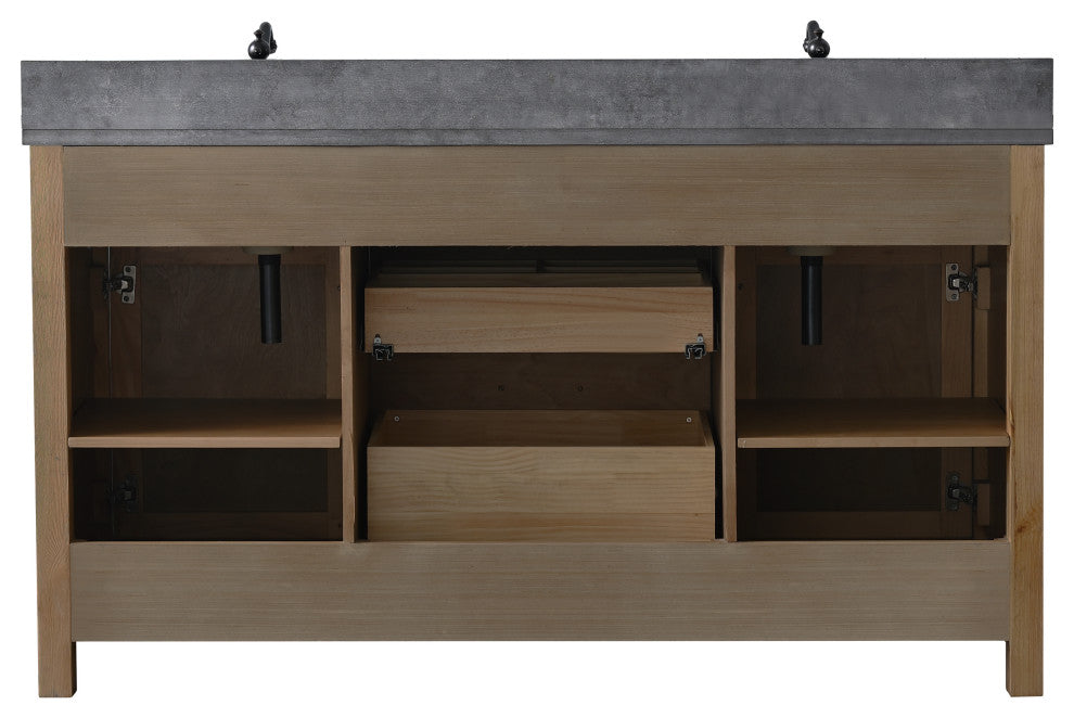 Jasper 60" Bathroom Vanity, Textured Natural, Blue Limestone
