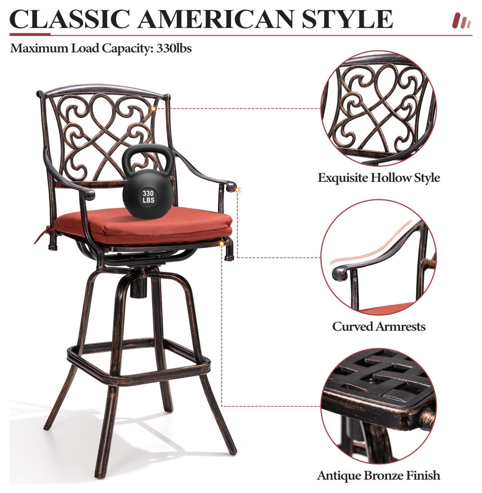 Crestlive Products Patio Counter Height Swivel Bar Stool , Red