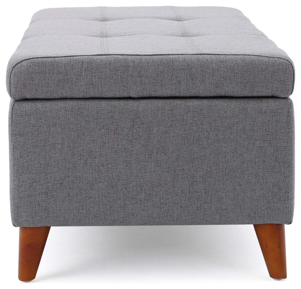 GDF Studio Katherine Tufted Fabric Storage Ottoman, Gray
