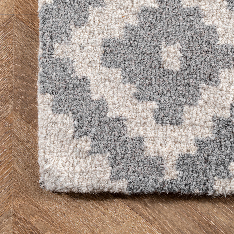 Nuloom Hand-Tufted Geometric Tuscan Rug, Grey 7'6"x9'6"
