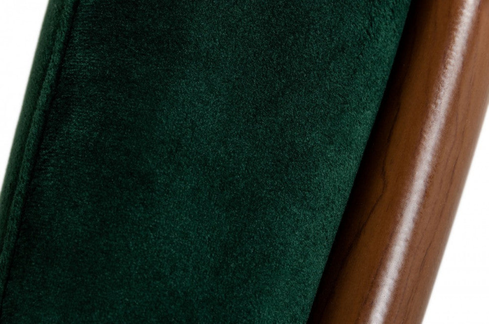 Contempo Dark Green and Walnut Velvet Dining Chair