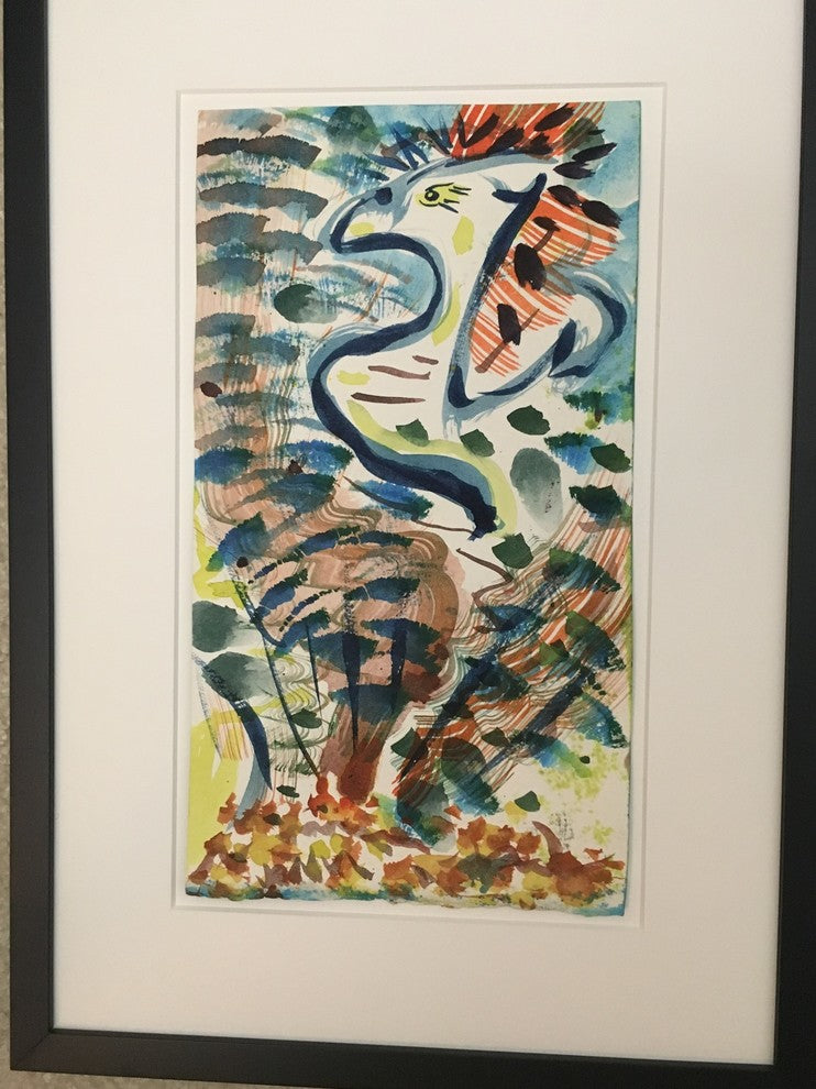 Original Abstract Watercolor Painting, "Abstract Bird," By Henry Brown