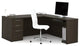 L-Shaped Desk, Spacious Top With CPU Platform & Keyboard Tray, Dark Chocolate