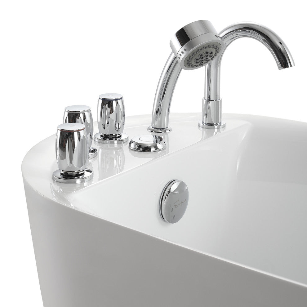 67" L x 31.5" W White Acrylic Right Drain Freestanding Whirlpool Tub