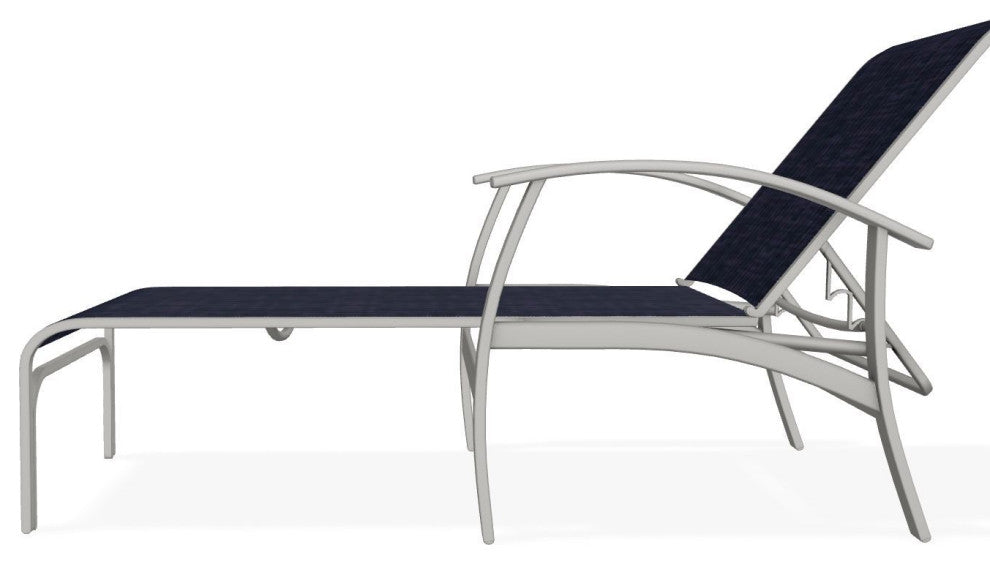 Belle Isle Sling 4-Position Outdoor Chaise Lounge, Moments Navy/Snow