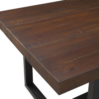 Dining Table Solid Pine Wood - Woven Paths Rustic Farmhouse, Mahogany