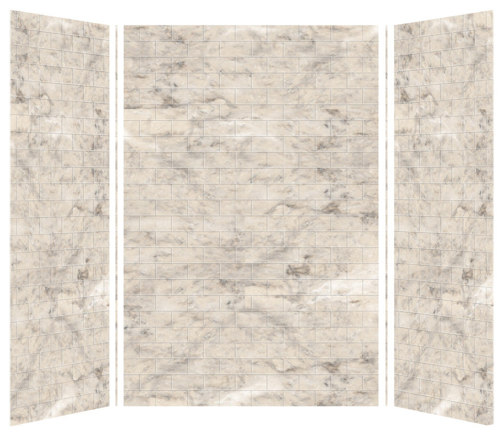 Transolid SaraMar 36"x60"x96" Glue to Wall 3-Piece Shower Wall Kit, Sand Creme