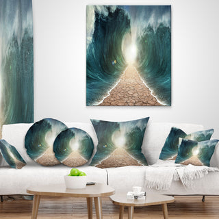 Pathway through the Parted Seas Seashore Throw Pillow, 16"x16"