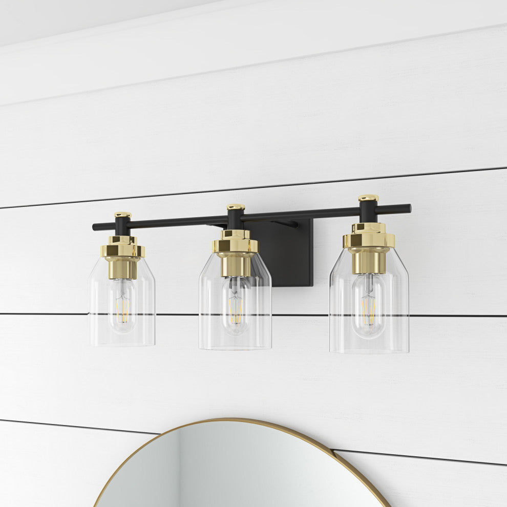 Vintage Industrial Style Dimmable Bathroom Vanity Lighting Fixture, 3-Light
