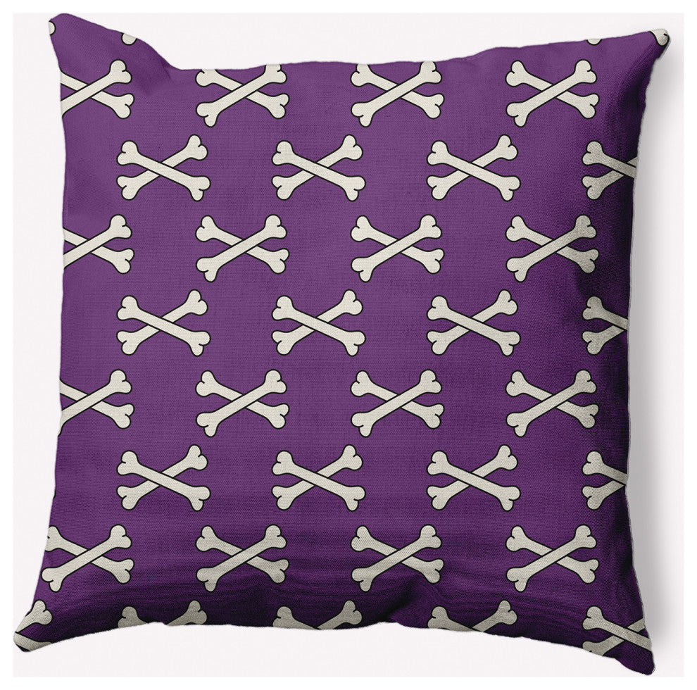 18" x 18" Cross Bones Indoor/Outdoor Polyester Throw Pillow, Amethyst