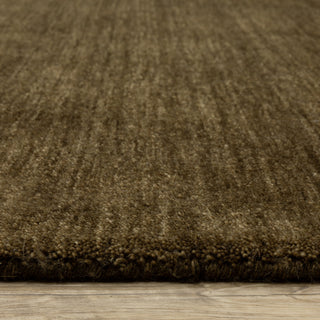 Apollo Heathered Solid Brown Hand-Made Wool Area Rug Runner 2'6" x 8'