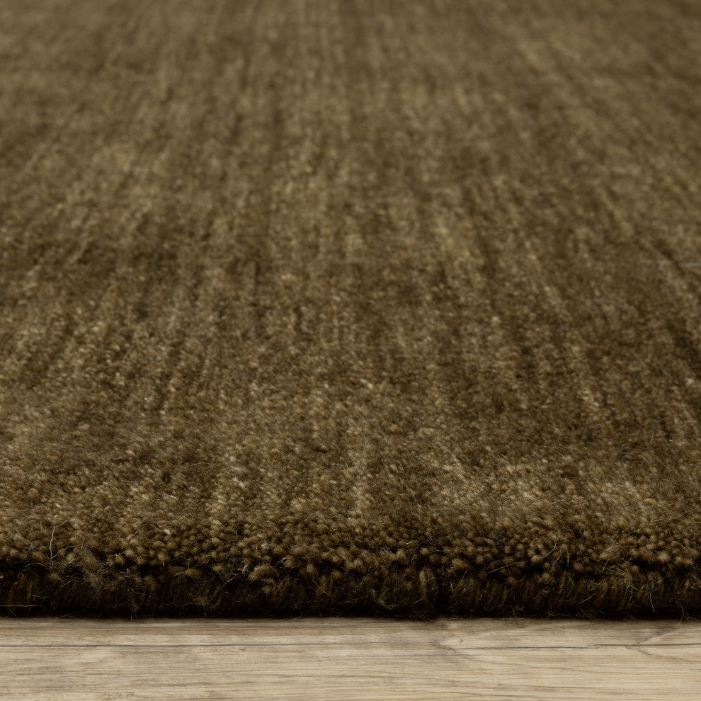 Apollo Heathered Solid Brown Hand-Made Wool Area Rug Runner 2'6" x 8'