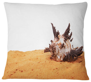Large Sea Shells on Sand Seascape Throw Pillow, 16"x16"