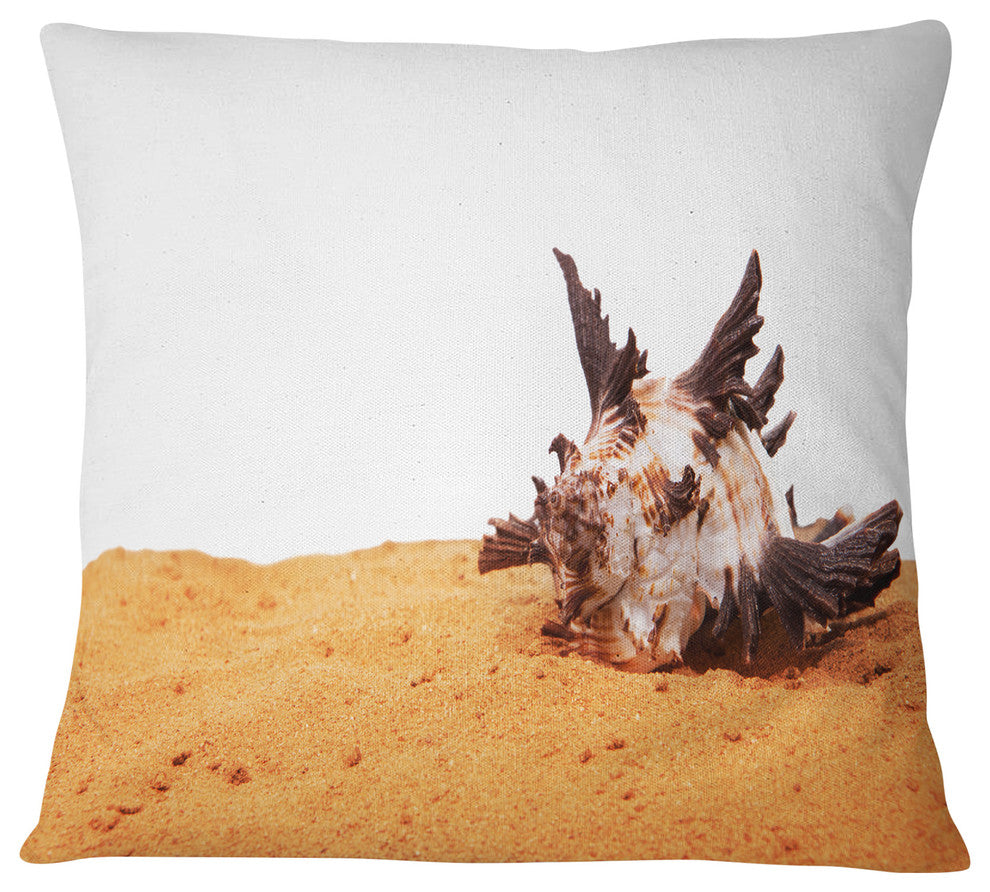 Large Sea Shells on Sand Seascape Throw Pillow, 16"x16"