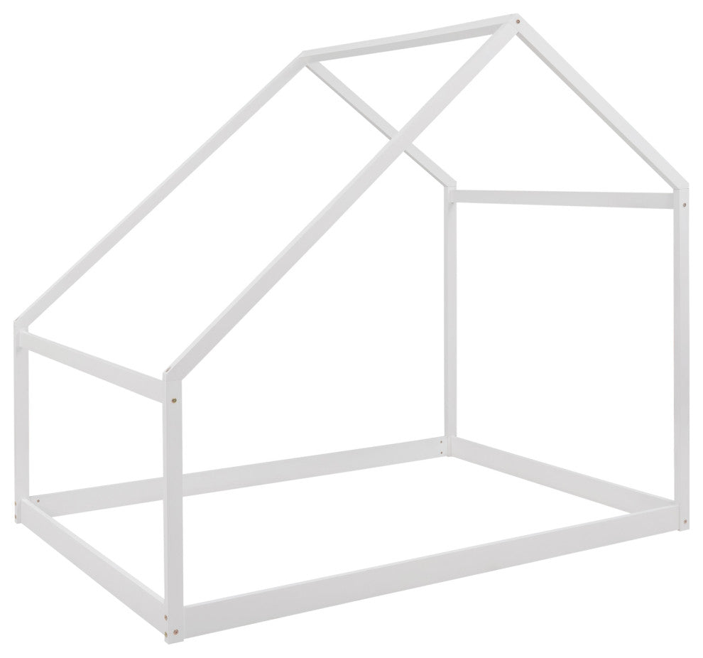 Gewnee Wood Full Size Kids House Bed in White