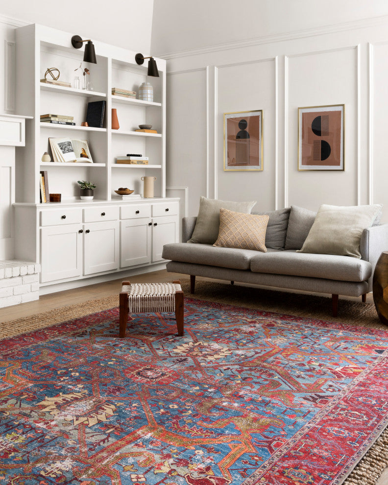 Blue Red Loren LQ-10 Printed Area Rug by Loloi, 7'6"x9'6"
