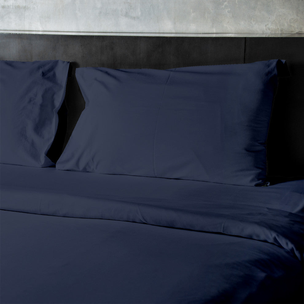 4-Piece, 1,800 Thread Count, Bamboo Feel, Soft Bed Sheets, Navy, Full