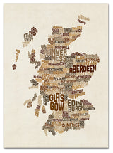 Michael Tompsett 'Scotland Typography Text Map 3' Canvas Art, 19"x14"